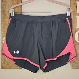 Under Armour Running Shorts – Gray with Pink Trim – Lightweight Athletic